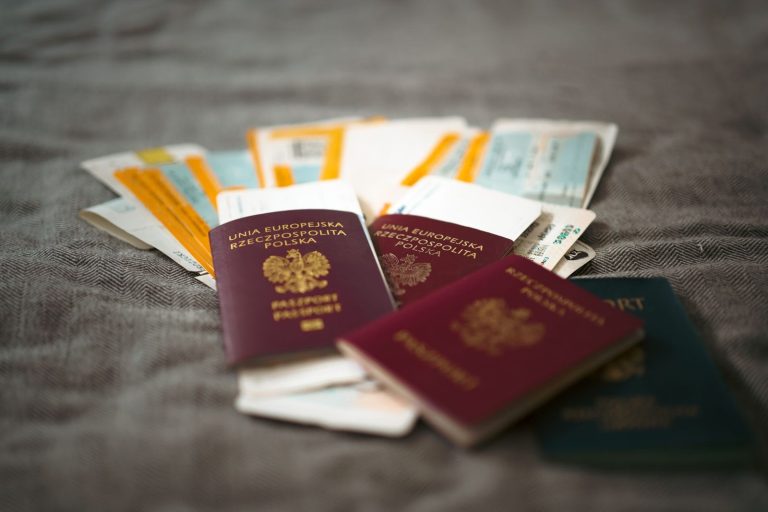 Passports and important travel documents on a table